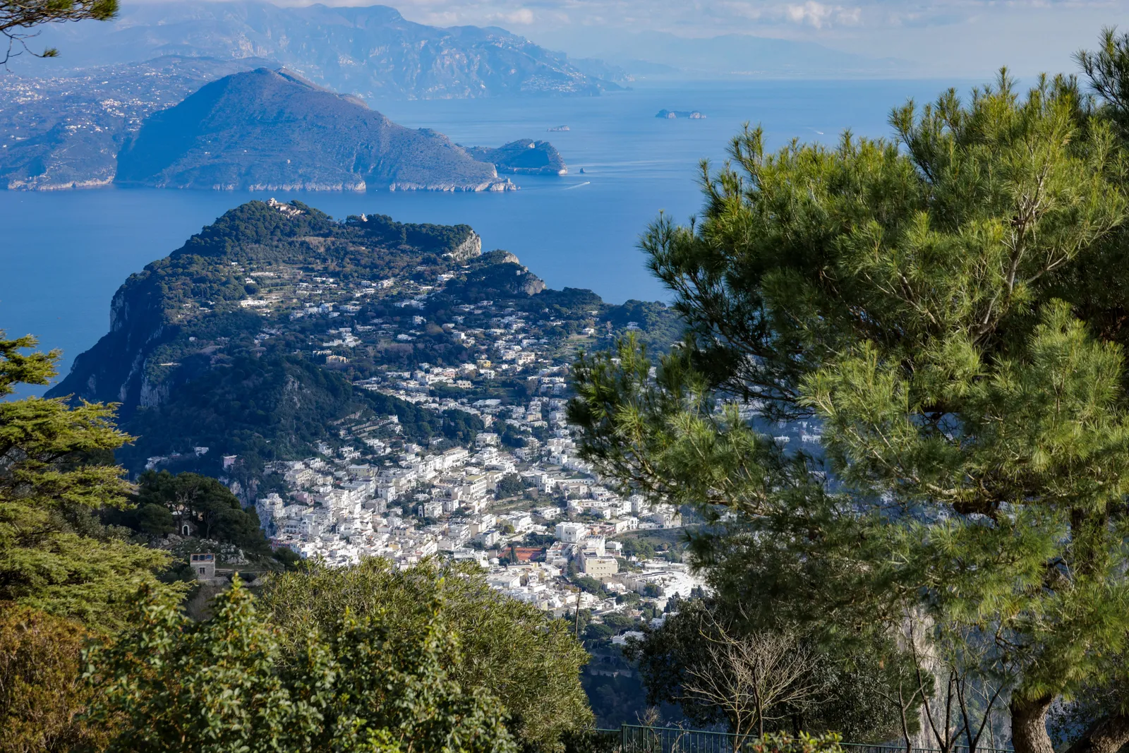 A quiet clifftop terrace with sea views and lush gardens above the Amalfi Coast