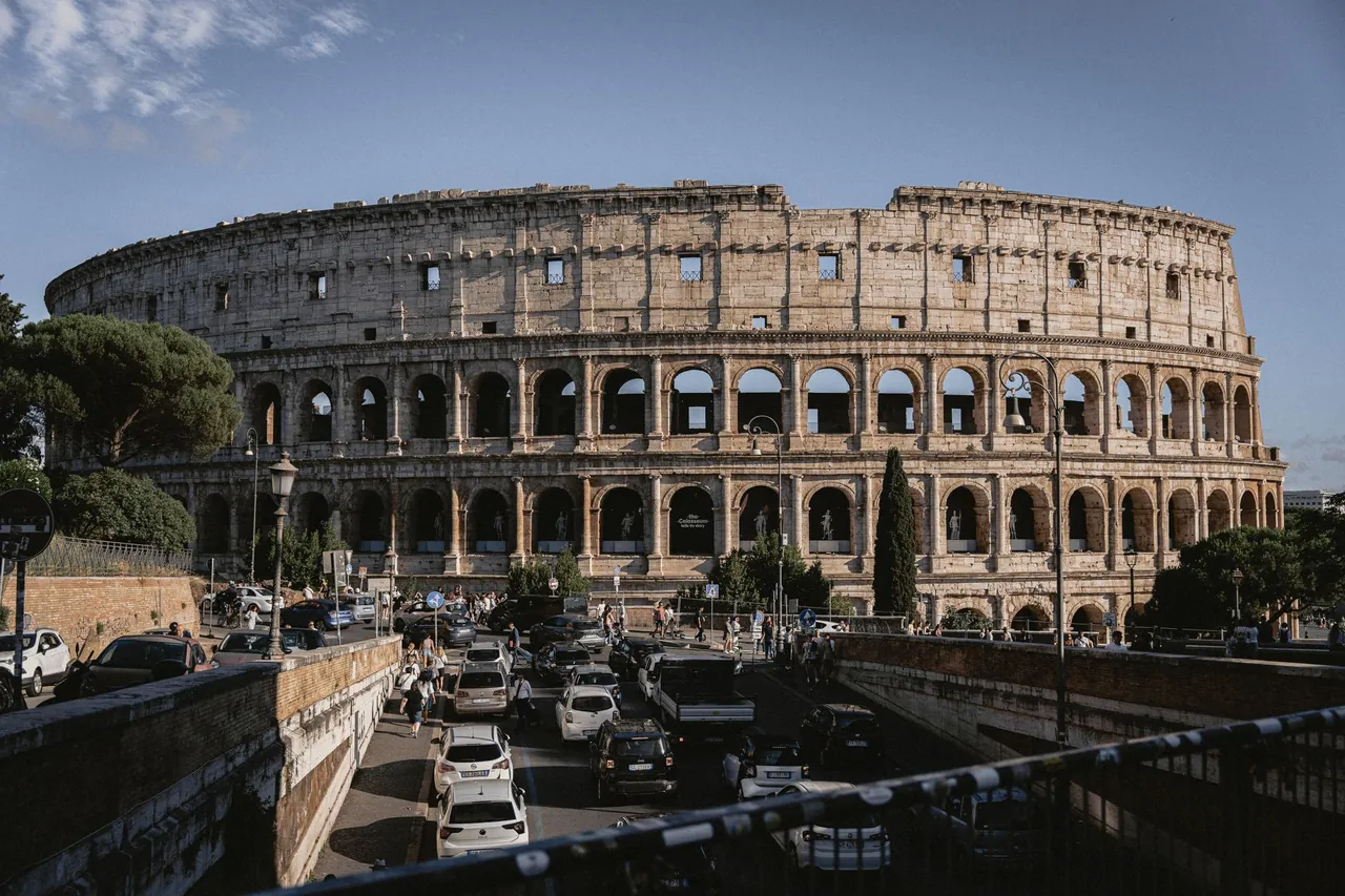 The Colosseum exterior in Rome, Italy on a clear day
