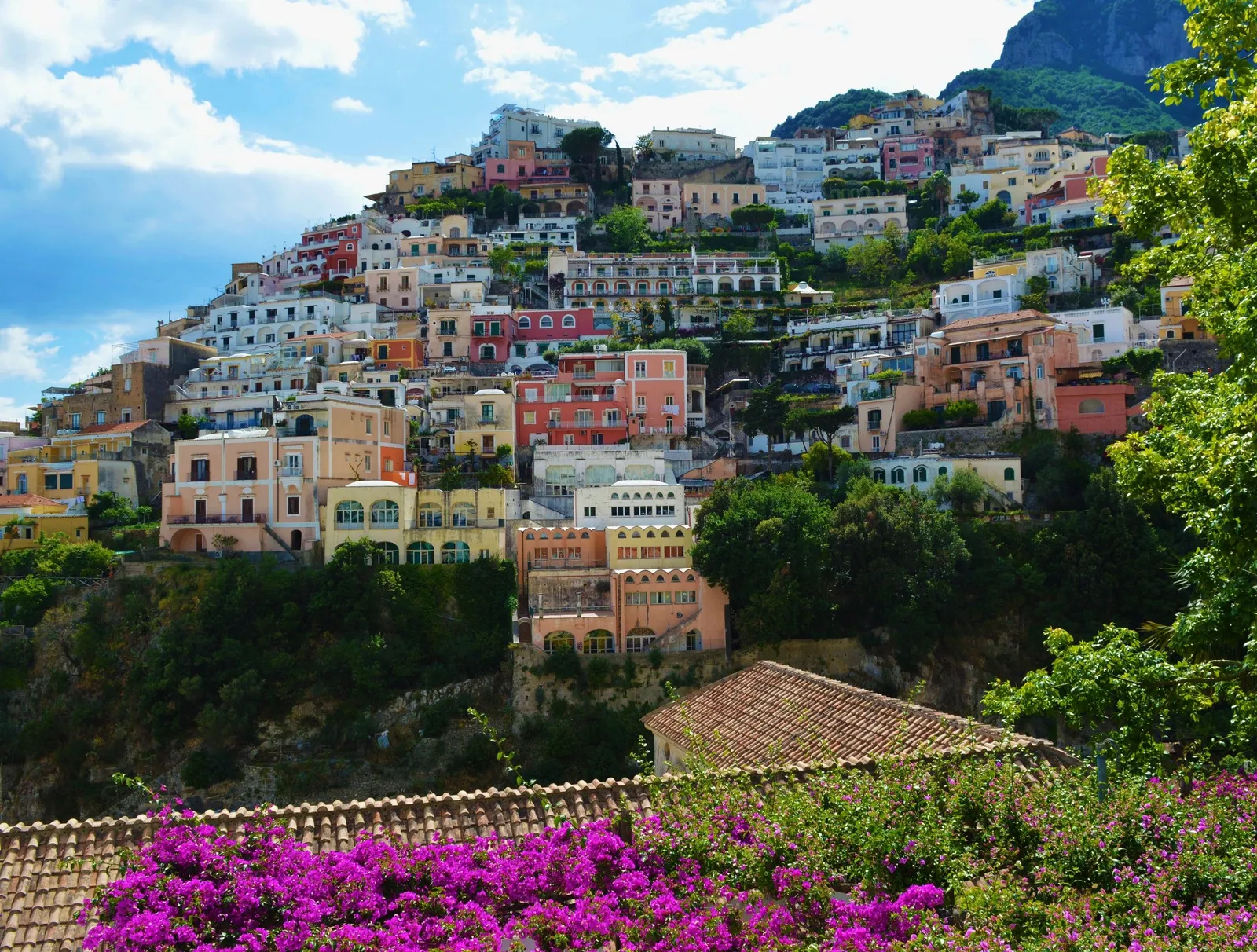 The clifftop houses of Positano cascading down to the sea on Italy's Amalfi Coast
