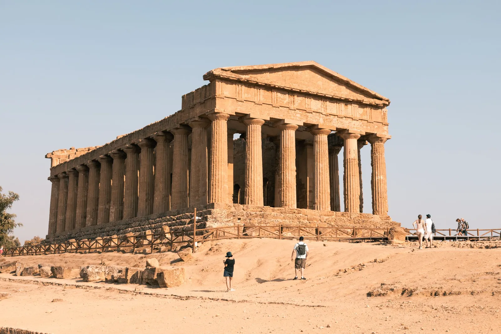 The Greek temple at Agrigento standing on a ridge in Sicily, Italy